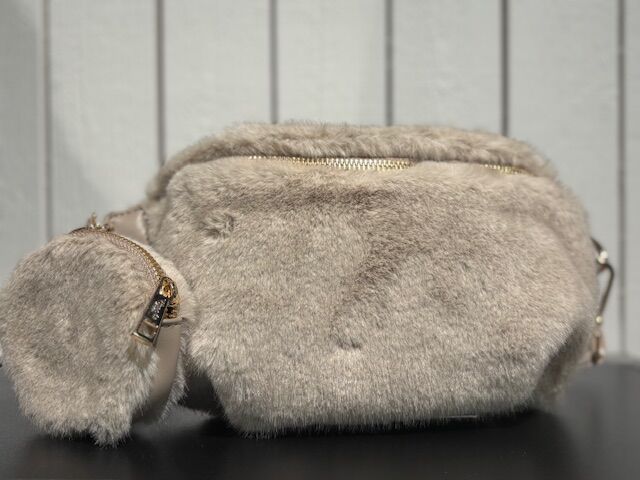 Odetta faux fur bag, beige