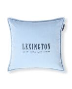 Logo Organic Cotton Velvet Pillow Cover 50x50, Blue