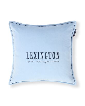 Logo Organic Cotton Velvet Pillow Cover 50x50, Blue